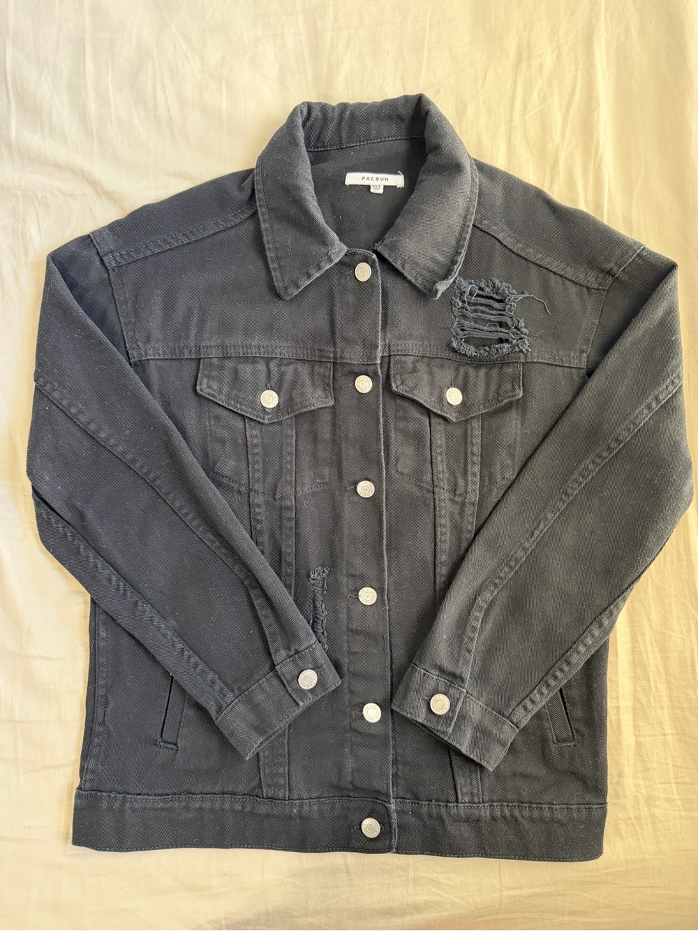 PacSun Distressed Black Denim Jacket